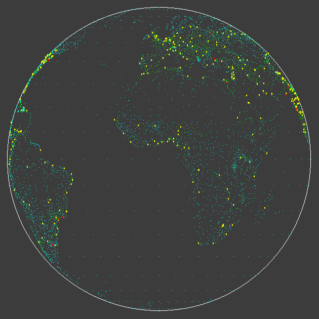 rotatin globe showing cities